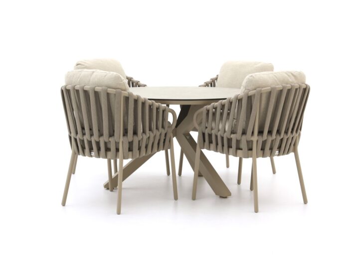 Tierra Outdoor Nuri/Orbital ø 120cm dining tuinset 5-delig Laagste prijsgarantie! – Taupe