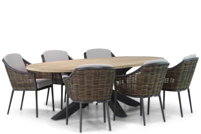Coco Olivine/Brookline 240 cm dining tuinset 7-delig – Taupe-naturel-bruin