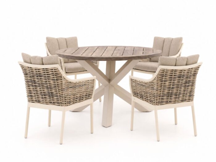 Apple Bee Milou/ROUGH-Y ø120cm dining tuinset 5-delig – Bruin