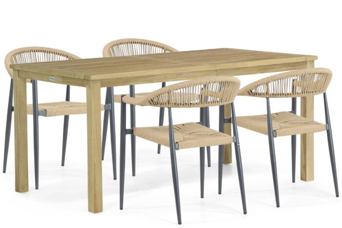 De Laan Projects Laan Granada/Weston 160 cm dining tuinset 5-delig – Taupe-naturel-bruin