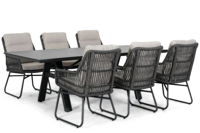 Lifestyle Garden Furniture Vicente/Monza 230 cm dining tuinset 7-delig – Grijs-antraciet