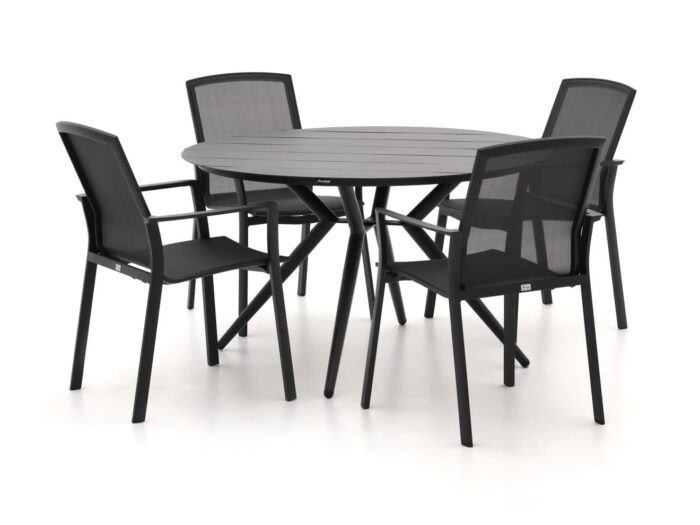 Bellagio tuinmeubelen Bellagio Dranera/Sora ø 127cm dining tuinset 5-delig stapelbaar Laagste prijsgarantie! – Grijs