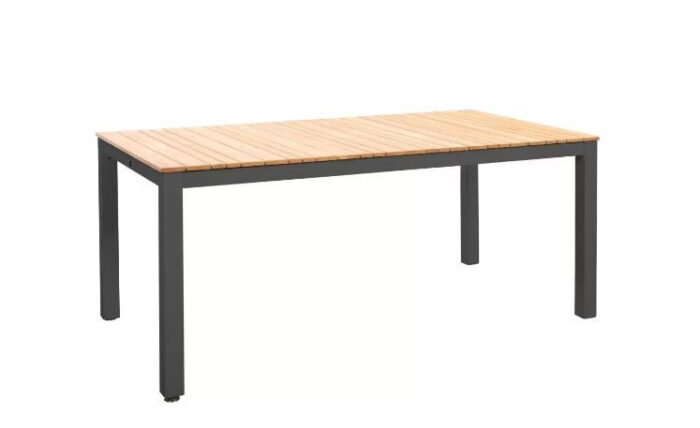 Yoi Arashi dining tafel 169x90cm aluminium dark grey teak – grijs