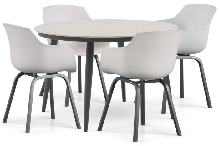 Lifestyle Garden Furniture Salina/Vienna 120 cm dining tuinset 5-delig – Taupe-naturel-bruin