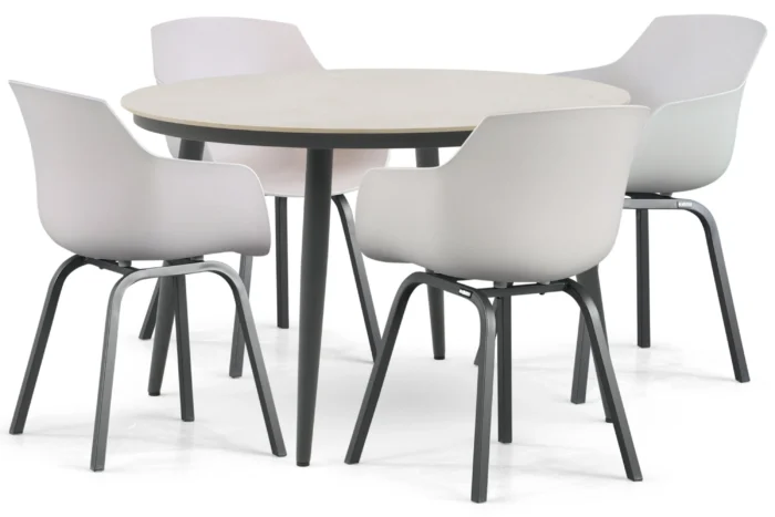 Lifestyle Garden Furniture Salina/Vienna 120 cm dining tuinset 5-delig - Taupe-naturel-bruin