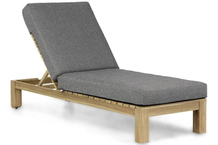 Santika Furniture Arlington lounger met antraciet kussen 090 – Old teak greywash