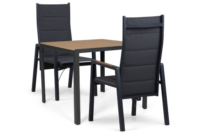 Lifestyle Garden Furniture Essence/Creta 90×90 cm dining tuinset 3-delig – Grijs-antraciet
