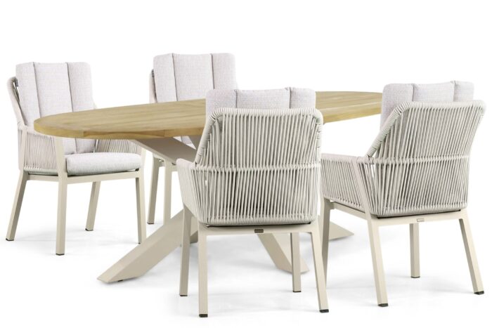 Lifestyle Garden Furniture Verona/Brookline 200 cm dining tuinset 5-delig – Taupe-naturel-bruin