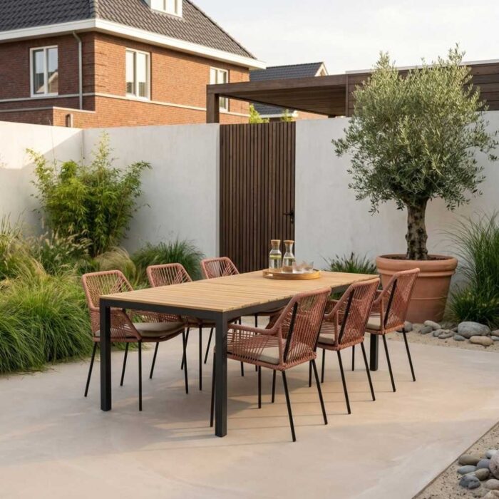 LUX outdoor living Delta/Seville terra dining tuinset | 6 personen | teakhout + aluminium | 220cm