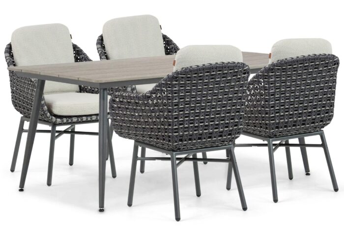 Santika Furniture Yovan/Matale 180 cm dining tuinset 5-delig – Grijs-antraciet