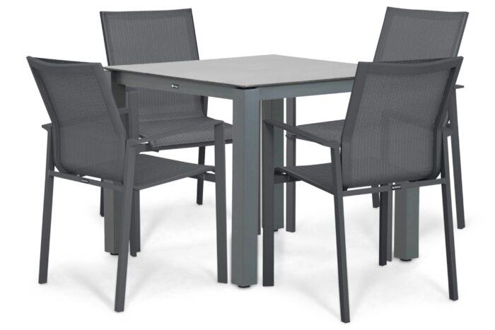 Lifestyle Garden Furniture Timo/Yoko 90×90 cm dining tuinset 5-delig – Grijs-antraciet