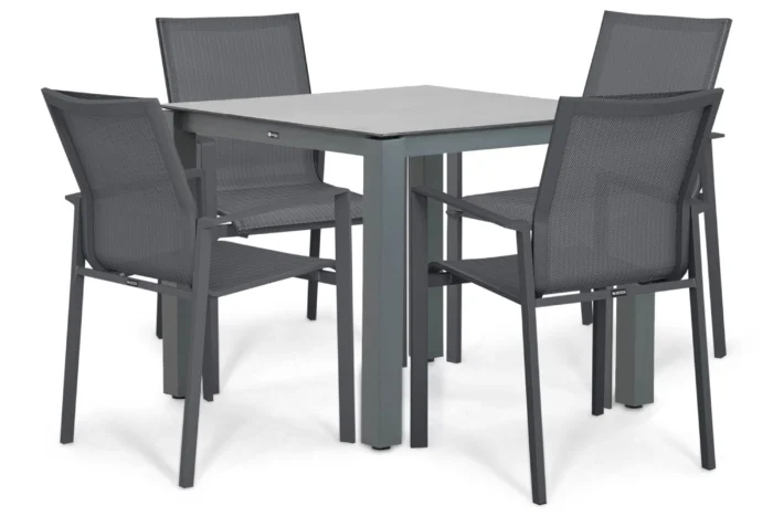 Lifestyle Garden Furniture Timo/Yoko 90x90 cm dining tuinset 5-delig - Grijs-antraciet