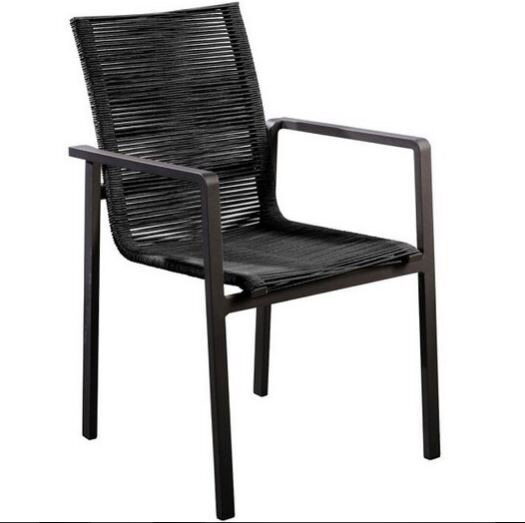 Yoi Ishi stackable dining stoel aluminium black rope black – zwart