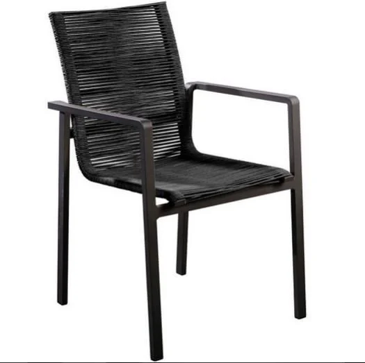 Yoi Ishi stackable dining stoel aluminium black rope black - zwart