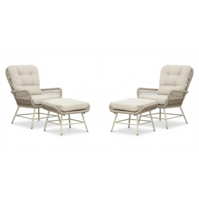BUITEN living Dex lounge balkonset 4-delig | touw + aluminium | Almond Beige