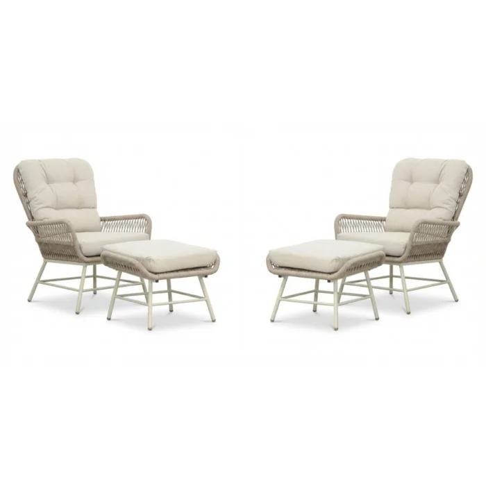 BUITEN living Dex lounge balkonset 4-delig | touw + aluminium | Almond Beige