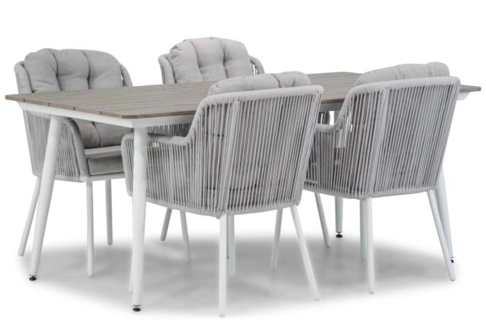 Santika Furniture Tendenza/Yala 180 cm dining tuinset 5-delig – Wit