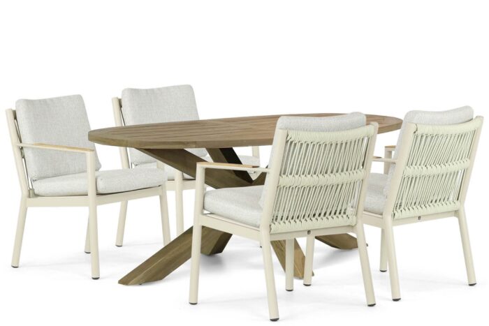 Coco Sevilla/Boston 200 cm dining tuinset 5-delig – Taupe-naturel-bruin