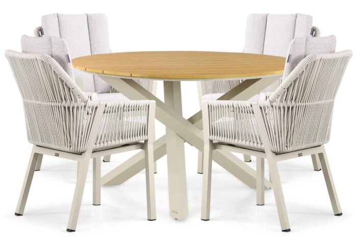 Lifestyle Garden Furniture Verona/Ancona 125 cm dining tuinset 5-delig – Taupe-naturel-bruin