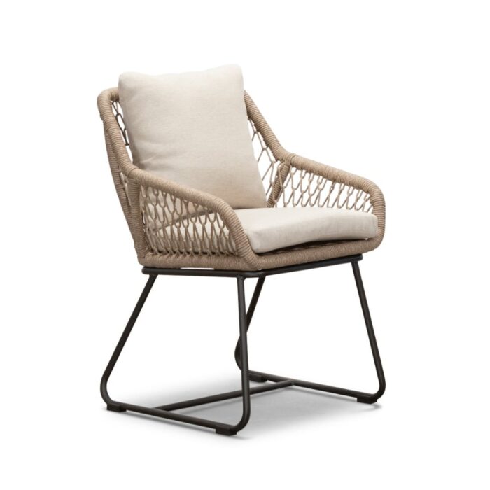 BUITEN living Portofino dining tuinstoel | touw + aluminium | Sahara Dust – Zand