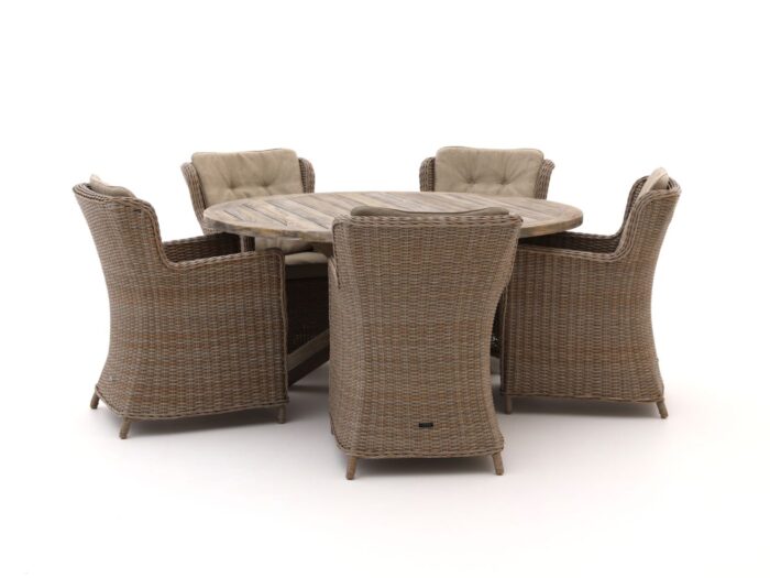 Intenso Furniture Milano/ROUGH-Y ø 150cm dining tuinset 6-delig – Bruin