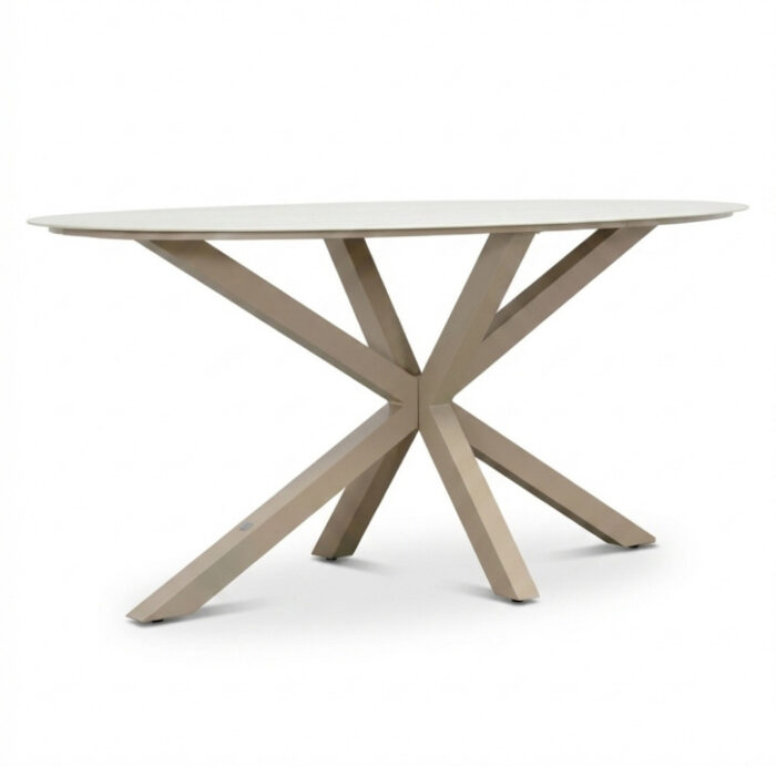 LUX outdoor living Calma dining bartafel 6 personen | sintered stone + aluminium | Marble Latte | 240cm ovaal – Grijs
