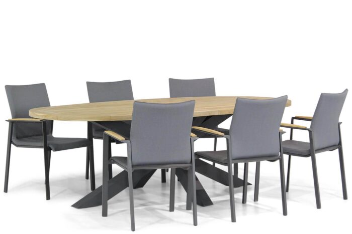 Lifestyle Garden Furniture Brandon/Brookline 240 cm ovaal dining tuinset 7-delig – Grijs-antraciet