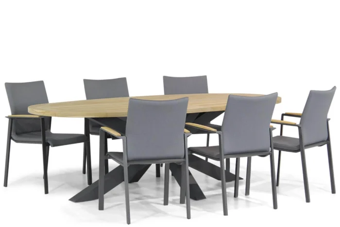 Lifestyle Garden Furniture Brandon/Brookline 240 cm ovaal dining tuinset 7-delig - Grijs-antraciet