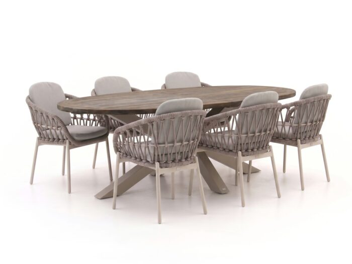 Bellagio tuinmeubelen Bellagio Cupello/ROUGH-Y Ellips 240cm dining tuinset 7-delig Laagste prijsgarantie! – Bruin