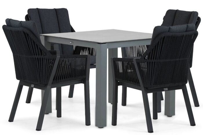 Lifestyle Garden Furniture Verona/Yoko 90 cm dining tuinset 5-delig – Grijs-antraciet