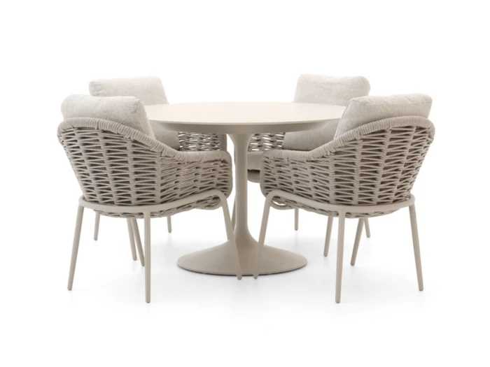 SUNS Casto/Nova ø120cm dining tuinset 5-delig - Taupe