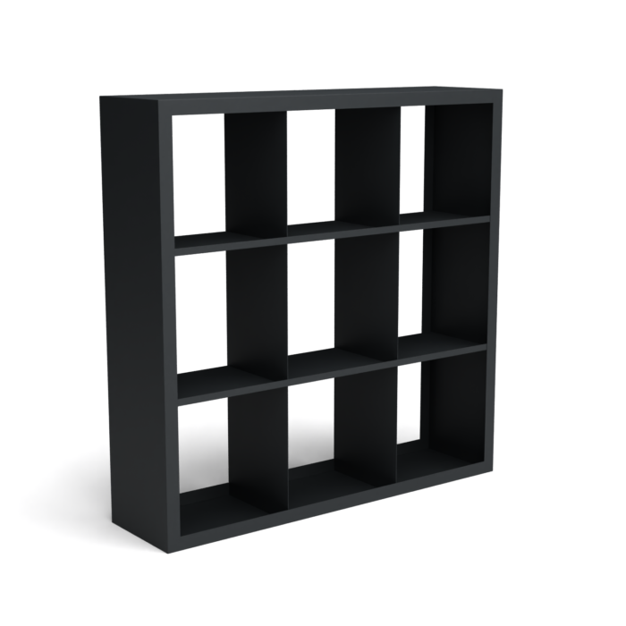 Geroba Beltza zwarte houtopslag onderverdeling 9 vakken 1500x385x1500 mm – zwart