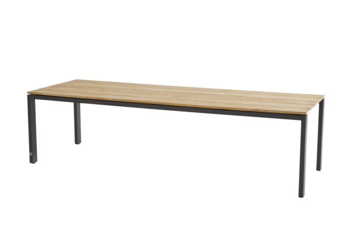4so Goa Tafelframe Antracite Met Tafelblad Teak 280 x 95 cm – grijs