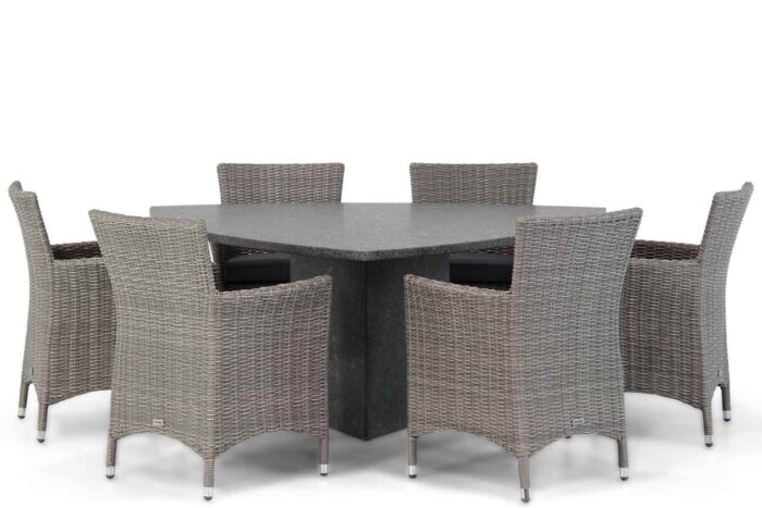Garden Collections Dublin/Graniet 170 cm triangel dining tuinset 7-delig – Grijs-antraciet