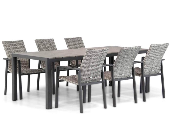 Lifestyle Garden Furniture Upton/Young 217 cm dining tuinset 7-delig – Grijs-antraciet