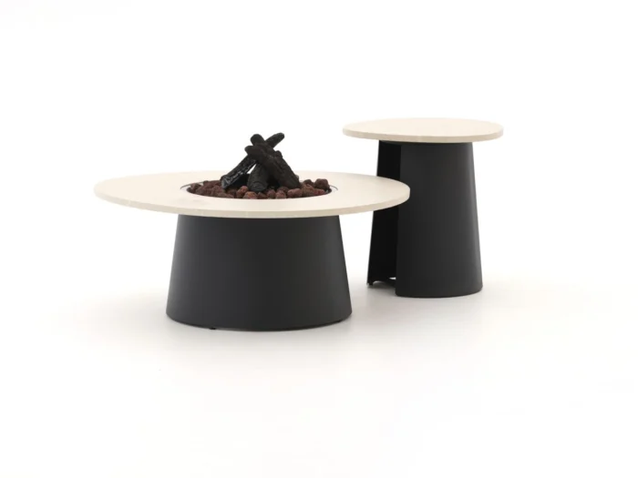 Cosidune lounge vuurtafelset ø 100cm (h: 40cm)/ø 55cm (h: 55cm) - Taupe