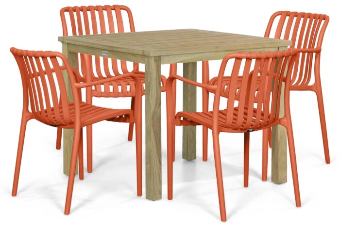 Domani Furniture Alba/Weston 90×90 cm dining tuinset 5-delig – Oranje