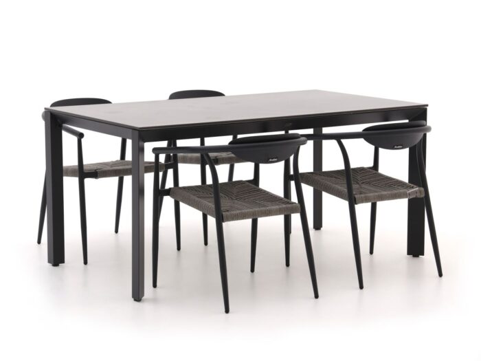 Manifesto Furniture Manifesto Cavone/Sestino 160cm dining tuinset 5-delig stapelbaar Laagste prijsgarantie! – Zwart