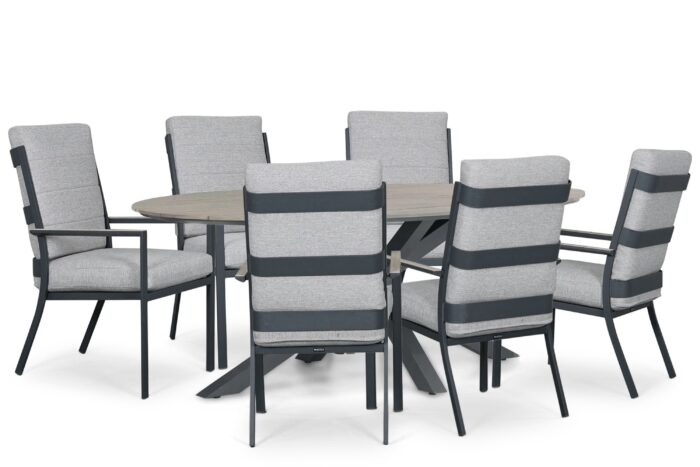 Lifestyle Garden Furniture Lecce/Matara 220×115 cm dining tuinset 7-delig – Grijs-antraciet