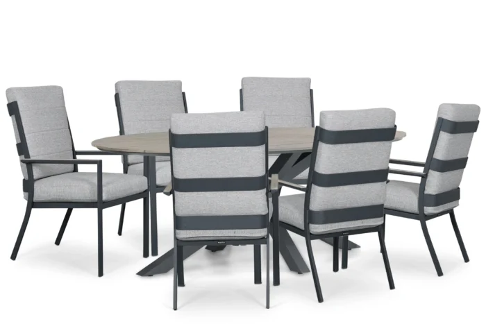 Lifestyle Garden Furniture Lecce/Matara 220x115 cm dining tuinset 7-delig - Grijs-antraciet