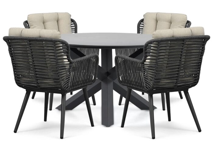 Coco Custa/Orino 130 cm dining tuinset 5-delig – Grijs-antraciet