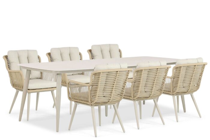 Coco Custa/Vienna 240 cm dining tuinset 7-delig – Taupe-naturel-bruin