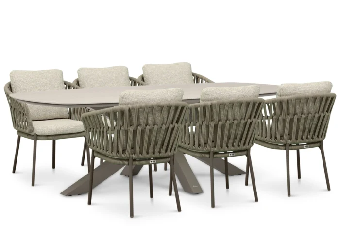 Coco Viento/Voyage 240x120 cm dining tuinset 7-delig - Zand/Beige