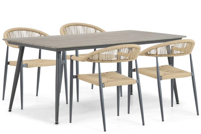 De Laan Projects Laan Granada/Matale 180 cm dining tuinset 5-delig – Taupe-naturel-bruin
