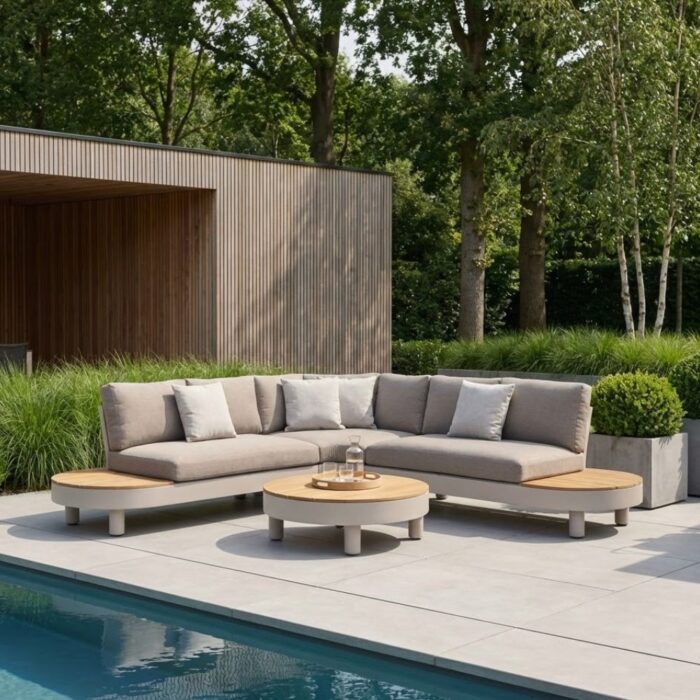 LUX outdoor living California hoek loungeset 5 personen | aluminium + hardhout | beige | 4-delig