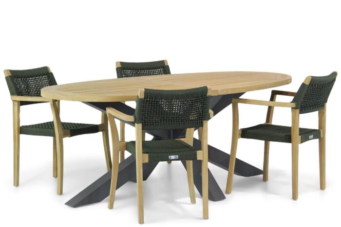 Lifestyle Garden Furniture Dallas/Brookline 200 cm dining tuinset 5-delig – Groen
