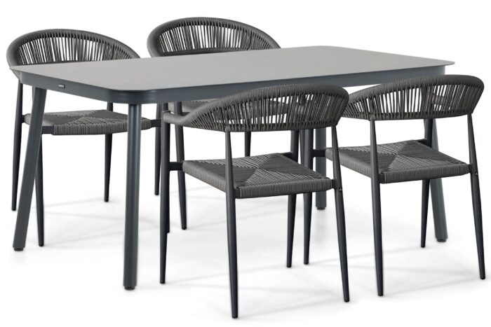 De Laan Projects Laan Granada/Tavano 160×90 cm dining tuinset 5-delig – Grijs-antraciet
