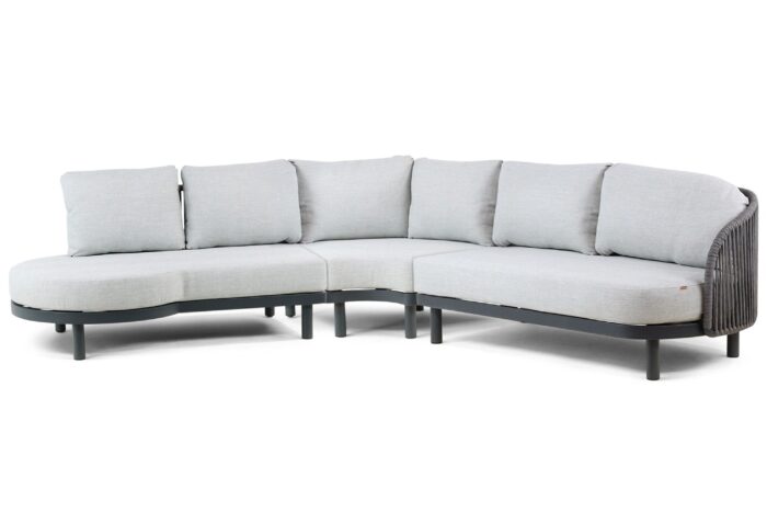 Santika Furniture Nanda hoek loungeset 3-delig – Grijs-antraciet