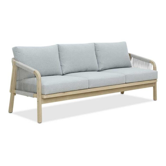 BUITEN living Alora 3-zits tuinbank | hardhout + touw | Light Grey | 203cm – Grijs