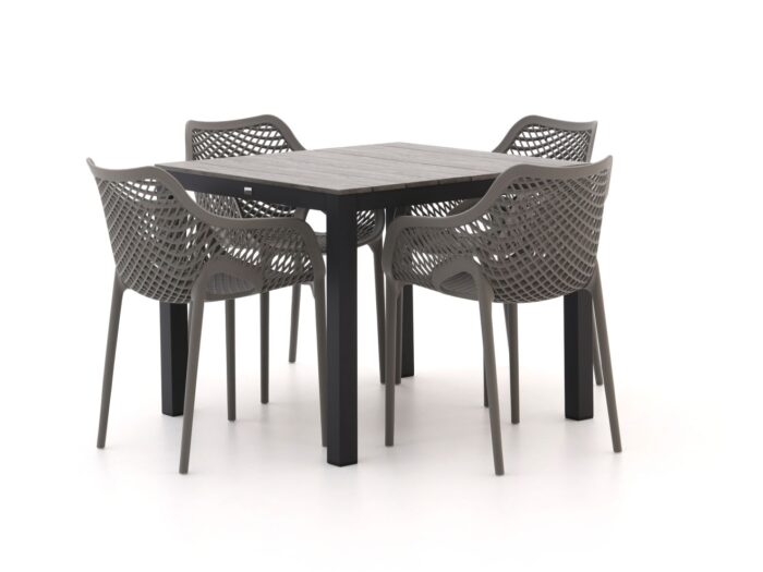Forza Furniture Forza Ripi/Fidenza 90cm dining tuinset 5-delig stapelbaar Laagste prijsgarantie! – Grijs